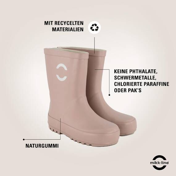 Mikk-line Gummistiefel Kinder 25 | Adobe Rose Regenstiefel mit Reflektierenden Details - Wasserdichte Kinderstiefel, Leicht und Rutschfest | Komfortable Allwetter Kinderstiefel