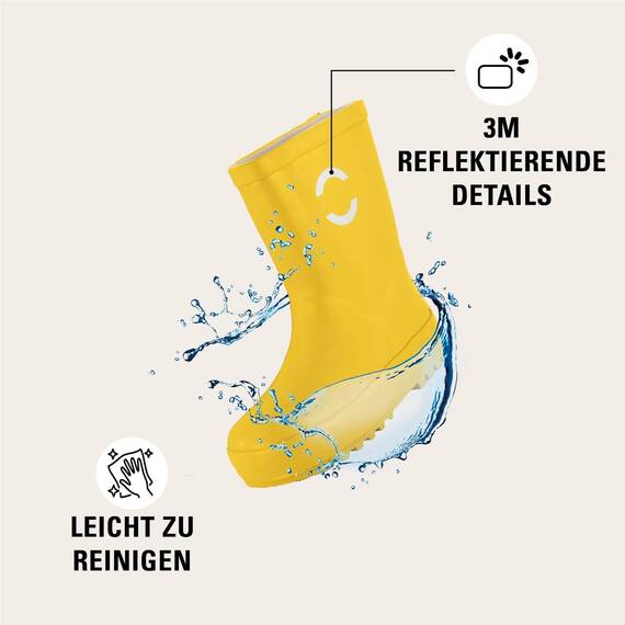 Mikk-line Gummistiefel Kinder 25 | Sunflower Regenstiefel mit Reflektierenden Details - Wasserdichte Kinderstiefel, Leicht und Rutschfest | Komfortable Allwetter Kinderstiefel