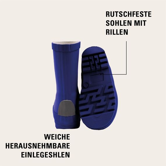 Mikk-line Gummistiefel Kinder 23 | Blau Regenstiefel mit Reflektierenden Details - Wasserdichte Kinderstiefel, Leicht und Rutschfest | Komfortable Allwetter Kinderstiefel