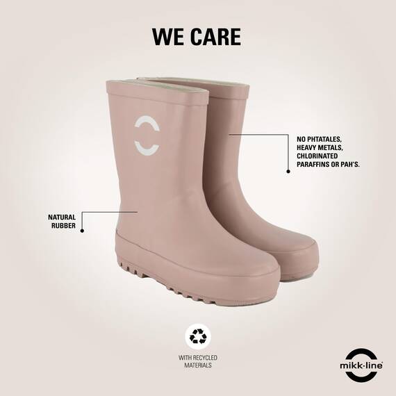 Mikk-line Gummistiefel Kinder 22 | Adobe Rose Regenstiefel mit Reflektierenden Details - Wasserdichte Kinderstiefel, Leicht und Rutschfest | Komfortable Allwetter Kinderstiefel