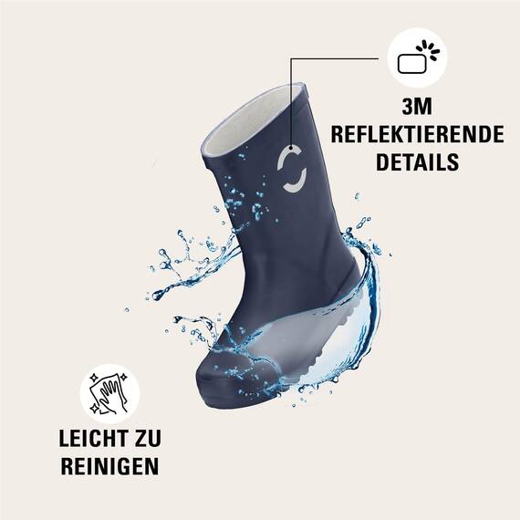 Mikk-line Gummistiefel Kinder 28 | Blue Nights Regenstiefel mit Reflektierenden Details - Wasserdichte Kinderstiefel, Leicht und Rutschfest | Komfortable Allwetter Kinderstiefel
