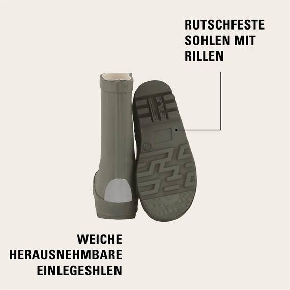 Mikk-line Gummistiefel Kinder 22 | Dusty Olive Regenstiefel mit Reflektierenden Details - Wasserdichte Kinderstiefel, Leicht und Rutschfest | Komfortable Allwetter Kinderstiefel