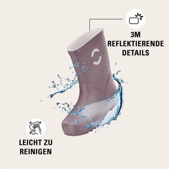 Mikk-line Gummistiefel Kinder 29 | Twilight Mauve Regenstiefel mit Reflektierenden Details - Wasserdichte Kinderstiefel, Leicht und Rutschfest | Komfortable Allwetter Kinderstiefel