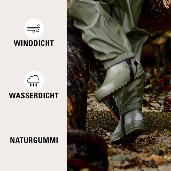 Mikk-line Gummistiefel Kinder 28 | Dusty Olive Regenstiefel mit Reflektierenden Details - Wasserdichte Kinderstiefel, Leicht und Rutschfest | Komfortable Allwetter Kinderstiefel