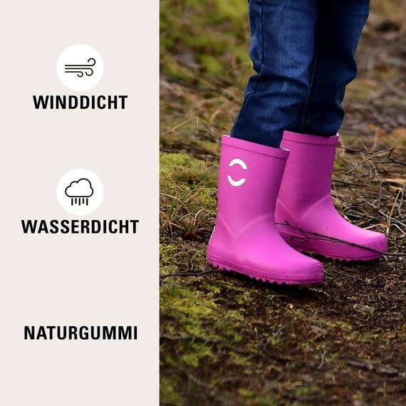 Mikk-line Gummistiefel Kinder 30 | Purple Cactus Flower Regenstiefel mit Reflektierenden Details - Wasserdichte Kinderstiefel, Leicht und Rutschfest | Komfortable Allwetter Kinderstiefel