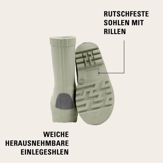 Mikk-line Gummistiefel Kinder 38 | Desert Sage Regenstiefel Kinder | Leichte Gummistiefel | Wasserdichte Gummistiefel | Regenschuhe & Kinderstiefel