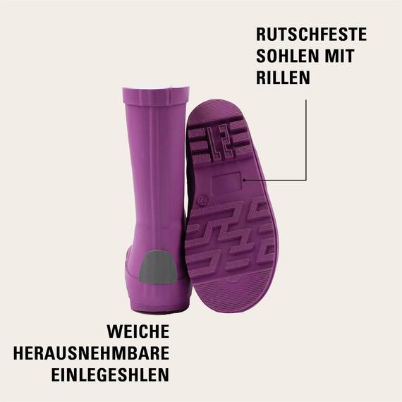 Mikk-line Gummistiefel Kinder 36 | Purple Cactus Flower Regenstiefel mit Reflektierenden Details - Wasserdichte Kinderstiefel, Leicht und Rutschfest | Komfortable Allwetter Kinderstiefel