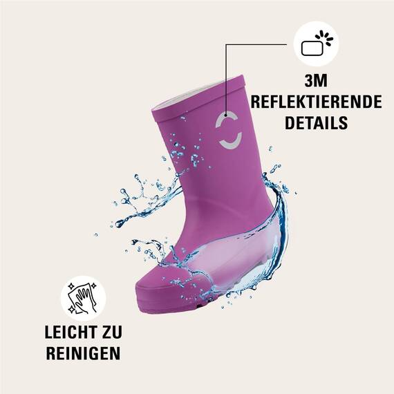 Mikk-line Gummistiefel Kinder 36 | Purple Cactus Flower Regenstiefel mit Reflektierenden Details - Wasserdichte Kinderstiefel, Leicht und Rutschfest | Komfortable Allwetter Kinderstiefel