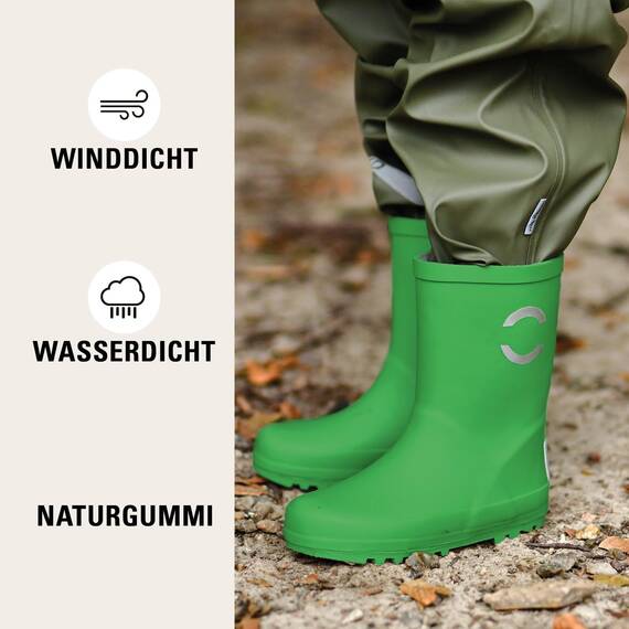 Mikk-line Gummistiefel Kinder 36 | Grün Regenstiefel mit Reflektierenden Details - Wasserdichte Kinderstiefel, Leicht und Rutschfest | Komfortable Allwetter Kinderstiefel