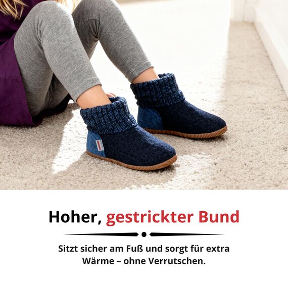 GIESSWEIN Hüttenschuh Wildpoldsried Kids - Hohe Unisex Hausschuhe für Kinder, Warme Filz-Pantoffeln für Mädchen & Jungen, Feste Gummi Sohle