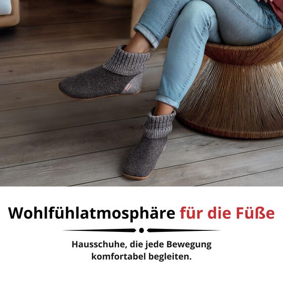 GIESSWEIN Hüttenschuh Wildpoldsried Kids - Hohe Unisex Hausschuhe für Kinder, Warme Filz-Pantoffeln für Mädchen & Jungen, Feste Gummi Sohle