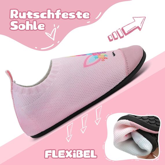 VOLHAL Hausschuhe ​Kinder Mädchen Junge Barfussschuhe Pantoffeln Lauflernschuhe ​Rutschfest ​Kindergarten für Atmung saktive​ Weich Kleinkinder Schuhe ​Unisex(Einhorn Farbverlauf 26EU)