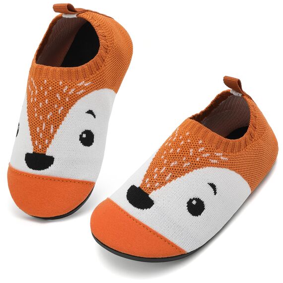 VOLHAL Hausschuhe ​Kinder Mädchen Junge Barfussschuhe Pantoffeln Lauflernschuhe ​Rutschfest ​Kindergarten für Atmung saktive​ Weich Kleinkinder Schuhe ​Unisex(Eichhörnchenbraun 25EU)