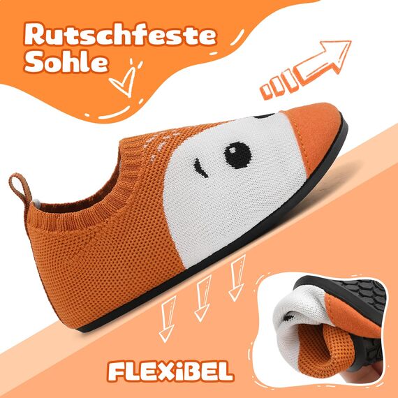 VOLHAL Hausschuhe ​Kinder Mädchen Junge Barfussschuhe Pantoffeln Lauflernschuhe ​Rutschfest ​Kindergarten für Atmung saktive​ Weich Kleinkinder Schuhe ​Unisex(Eichhörnchenbraun 20EU)