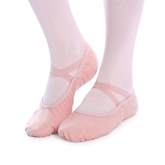 Bezioner Ballettschuhe Ballettschläppchen Tanzschuhe Geteilte Ledersohle für Kinder und Erwachsene(Bitte wählen Sie eine Größe größer als üblich) Pink 27