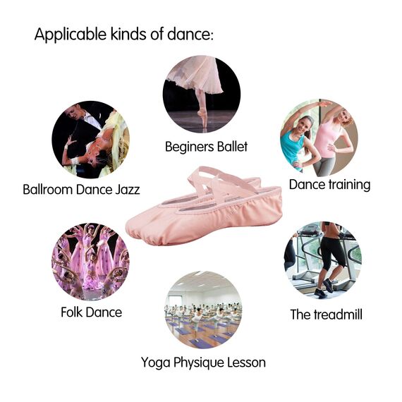 Bezioner Ballettschuhe Ballettschläppchen Tanzschuhe Geteilte Ledersohle für Kinder und Erwachsene(Bitte wählen Sie eine Größe größer als üblich) Pink 28