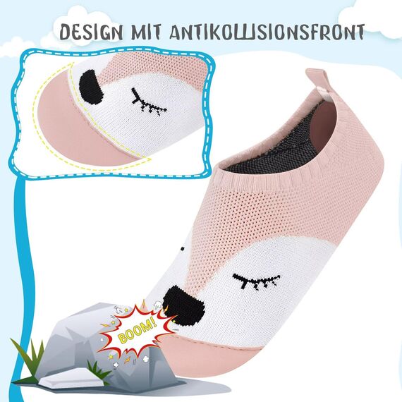 Kyopp Kinder Hausschuhe Junge Mädchen Pantoffeln Aquaschuhe Atmungsaktive Rutschfest Barfussschuhe Slipper Kindergarten Unisex (Fuchs Rosa 24/25 EU)
