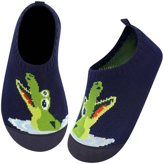 Kyopp Kinder Hausschuhe Junge Mädchen Pantoffeln Aquaschuhe Atmungsaktive Rutschfest Barfussschuhe Slipper Kindergarten Unisex(Krokodil 28/29 EU)