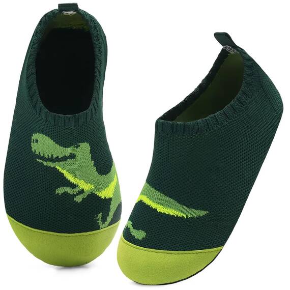 Kyopp Kinder Hausschuhe Junge Mädchen Pantoffeln Aquaschuhe Atmungsaktive rutschfest Barfussschuhe Slipper Kindergarten Unisex (Stricken-Dinosaurier 33/32 EU)