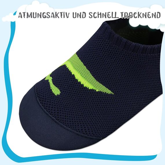 Kyopp Kinder Hausschuhe Junge Mädchen Pantoffeln Aquaschuhe Atmungsaktive rutschfest Barfussschuhe Slipper Kindergarten Unisex (Dinosaurier Marineblau 30/31 EU)