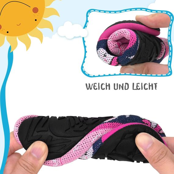 Kyopp Kinder Hausschuhe Junge Mädchen Pantoffeln Aquaschuhe Atmungsaktive rutschfest Barfussschuhe Slipper Kindergarten Unisex(Regenbögen und Einhorn 30/31 EU)