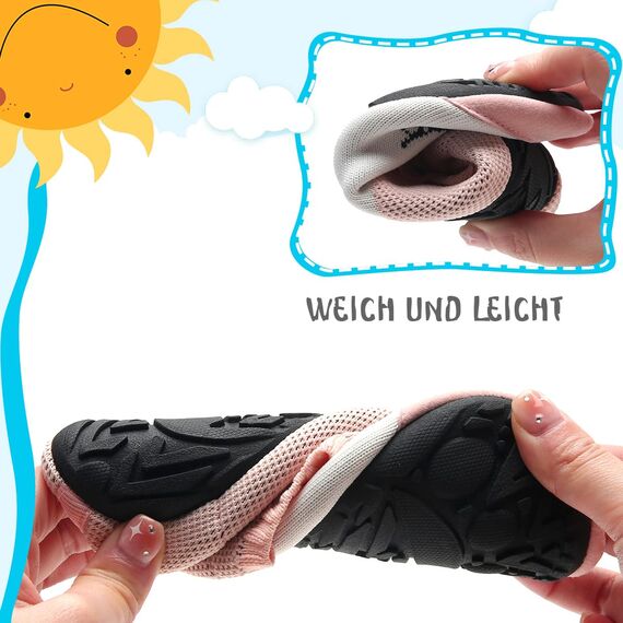 Kyopp Kinder Hausschuhe Junge Mädchen Pantoffeln Aquaschuhe Atmungsaktive Rutschfest Barfussschuhe Slipper Kindergarten Unisex (Fuchs Rosa 36/37 EU)