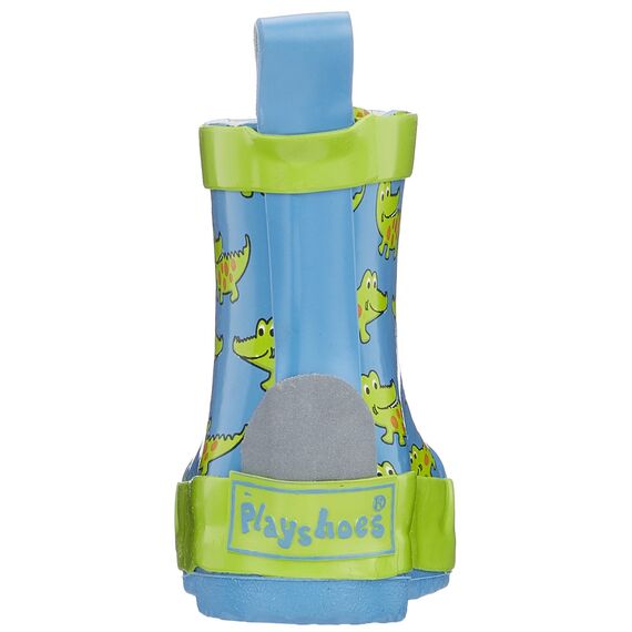Playshoes Kinder Halbschaft-Gummistiefel aus Naturkautschuk, trendige Unisex Regenstiefel mit Reflektoren, mit Krokodil-Muster