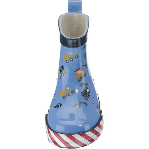 Playshoes Kinder Halbschaft-Gummistiefel aus Naturkautschuk, Trendige Unisex Regenstiefel mit Reflektoren, mit Bagger-Muster, Blau (bleu 17), 18 EU, 180348