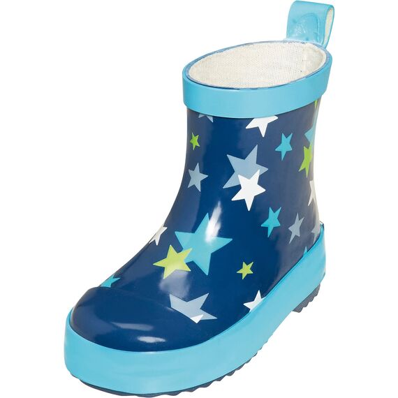 Playshoes Kinder Halbschaft-Gummistiefel aus Naturkautschuk, Trendige Unisex Regenstiefel mit Reflektoren, mit Sternen-Muster