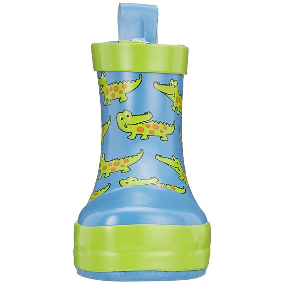 Playshoes Kinder Halbschaft-Gummistiefel aus Naturkautschuk, trendige Unisex Regenstiefel mit Reflektoren, mit Krokodil-Muster
