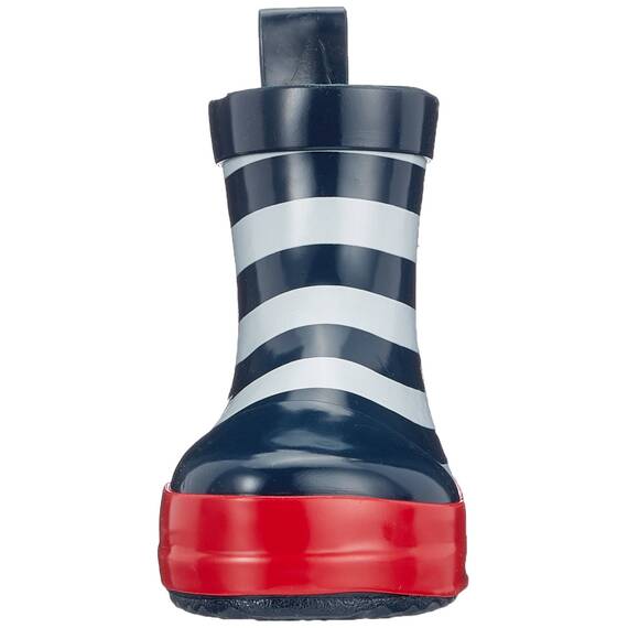 Playshoes Kinder Halbschaft-Gummistiefel aus Naturkautschuk, trendige Unisex Regenstiefel mit Reflektoren, maritim gestreift