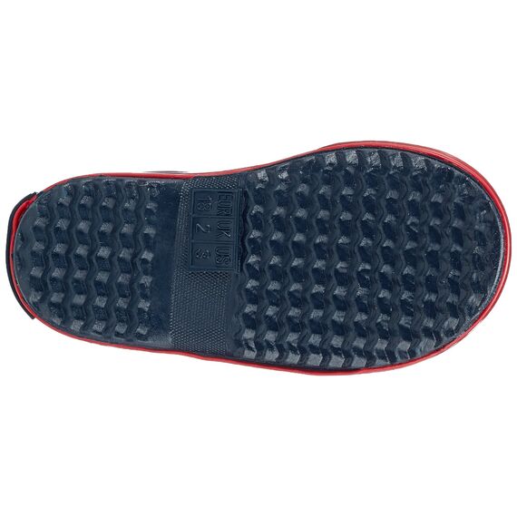 Playshoes Kinder Halbschaft-Gummistiefel aus Naturkautschuk, trendige Unisex Regenstiefel mit Reflektoren, maritim gestreift