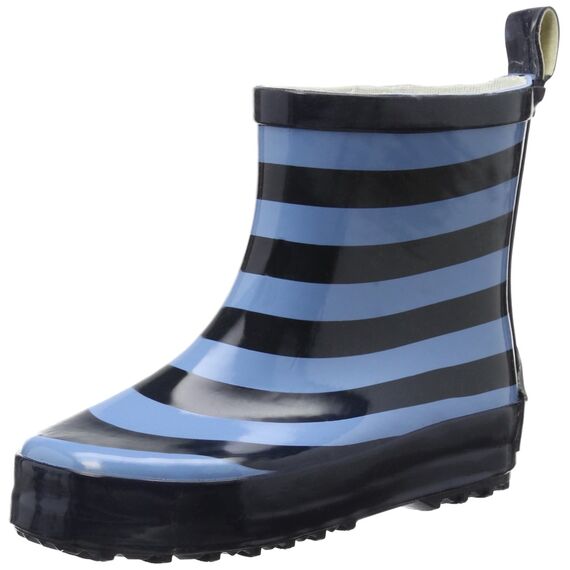 Playshoes Kinder Halbschaft-Gummistiefel aus Naturkautschuk, Trendige Unisex Regenstiefel mit Reflektoren, gestreift