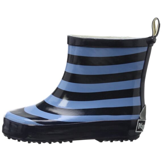 Playshoes Kinder Halbschaft-Gummistiefel aus Naturkautschuk, Trendige Unisex Regenstiefel mit Reflektoren, gestreift