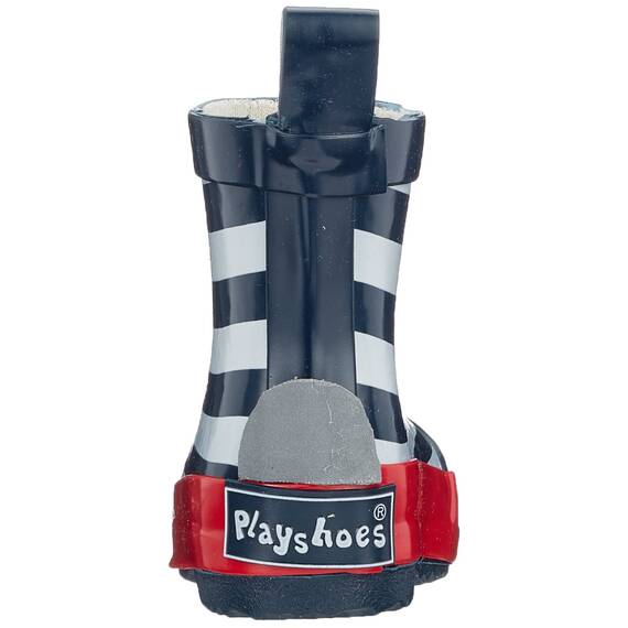 Playshoes Kinder Halbschaft-Gummistiefel aus Naturkautschuk, trendige Unisex Regenstiefel mit Reflektoren, maritim gestreift, Blau (Marine/Weiß), 25 EU, 180340