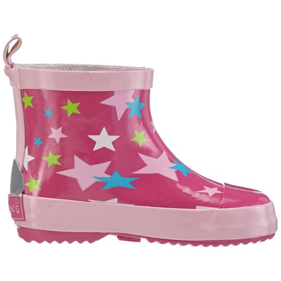 Playshoes Kinder Halbschaft-Gummistiefel aus Naturkautschuk, Trendige Unisex Regenstiefel mit Reflektoren, mit Sternen-Muster
