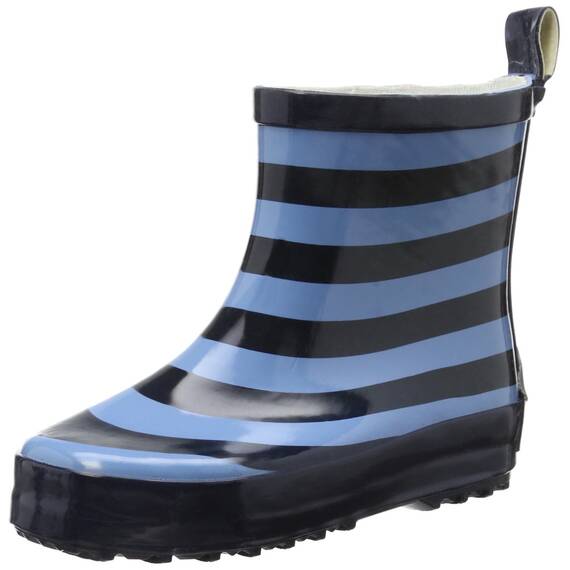 Playshoes Kinder Halbschaft-Gummistiefel aus Naturkautschuk, Trendige Unisex Regenstiefel mit Reflektoren, gestreift