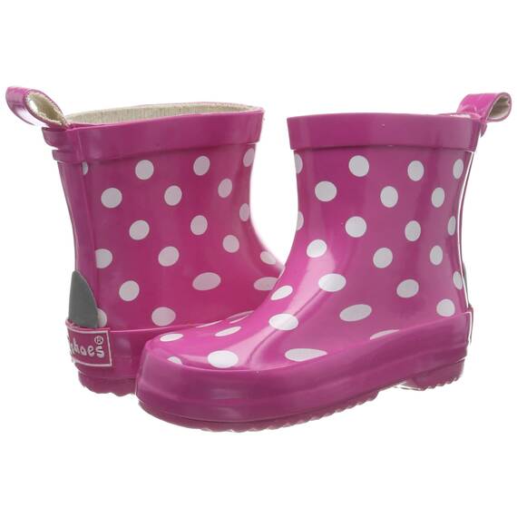 Playshoes Kinder Halbschaft-Gummistiefel aus Naturkautschuk, Trendige Unisex Regenstiefel mit Reflektoren, gepunktet mit Punkt-Muster, Rosa (pink 18), 180358, 26 EU