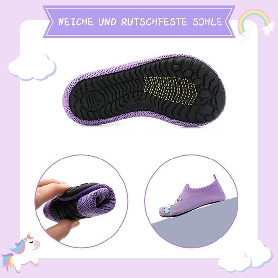 Torotto Hausschuhe Kinder Mädchen Junge Pantoffeln Atmungsaktive Rutschfest Weich Turnschläppchen Barfussschuhe für Lauflernschuhe Kleinkinder Schuhe Kindergarten Unisex(31-Lila 22/23 EU)