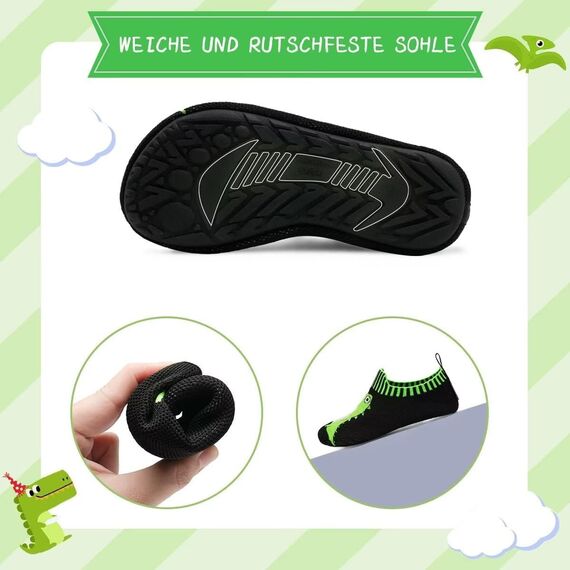 Torotto Hausschuhe Kinder Mädchen Junge Pantoffeln Atmungsaktive Rutschfest Weich Turnschläppchen Barfussschuhe für Lauflernschuhe Kleinkinder Schuhe Kindergarten Unisex(Krokodil 26/27 EU)