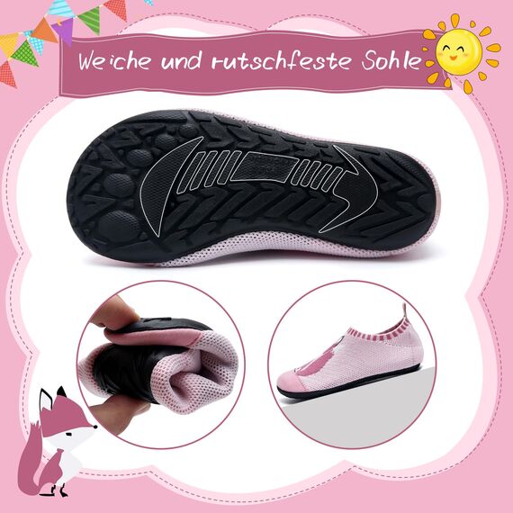 Torotto Hausschuhe Kinder Mädchen Junge Pantoffeln Atmungsaktive Rutschfest Weich Turnschläppchen Barfussschuhe für Lauflernschuhe Kleinkinder Schuhe Kindergarten Unisex(Foxes Pink 28/29 EU)