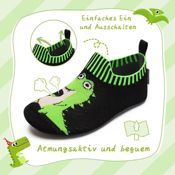 Torotto Hausschuhe Kinder Mädchen Junge Pantoffeln Atmungsaktive Rutschfest Weich Turnschläppchen Barfussschuhe für Lauflernschuhe Kleinkinder Schuhe Kindergarten Unisex(Krokodil 24/25 EU)