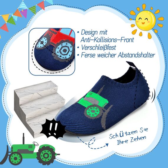 Torotto Hausschuhe Kinder Mädchen Junge Pantoffeln Atmungsaktive Rutschfest Weich Turnschläppchen Barfussschuhe für Lauflernschuhe Kleinkinder Schuhe Kindergarten Unisex(Dunkelblau 30/31 EU)