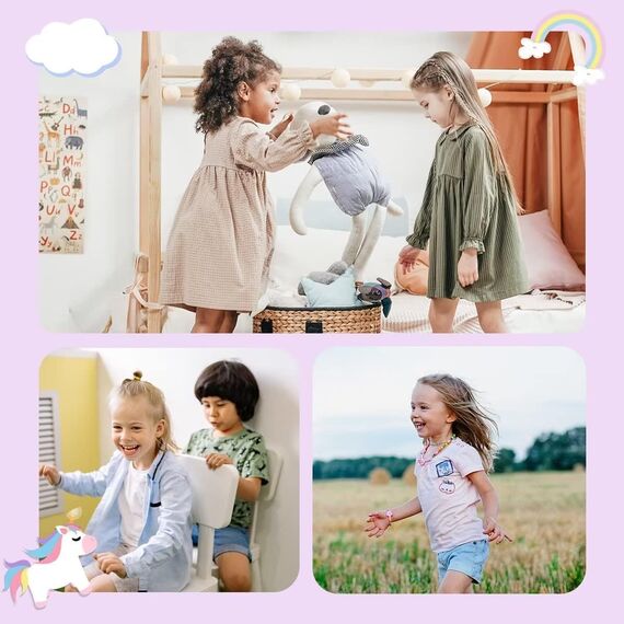 Torotto Kinder Hausschuhe Mädchen Junge Kleinkinder Schuhe Turnschläppchen Barfussschuhe für Lauflernschuhe Kindergarten Pantoffeln Unisex Atmungsaktive rutschfest Weich (Lila Einhorn 32/33EU)