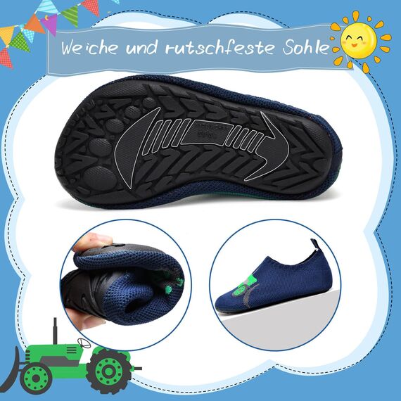 Torotto Hausschuhe Kinder Mädchen Junge Pantoffeln Atmungsaktive Rutschfest Weich Turnschläppchen Barfussschuhe für Lauflernschuhe Kleinkinder Schuhe Kindergarten Unisex(Dunkelblau 26/27 EU)