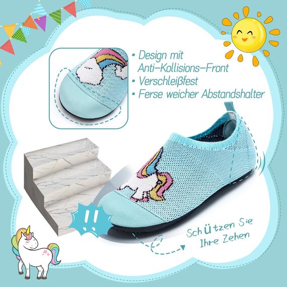 Torotto Hausschuhe Kinder Mädchen Junge Pantoffeln Atmungsaktive Rutschfest Weich Turnschläppchen Barfussschuhe für Lauflernschuhe Kleinkinder Schuhe Kindergarten Unisex(Water blue 24/25 EU)