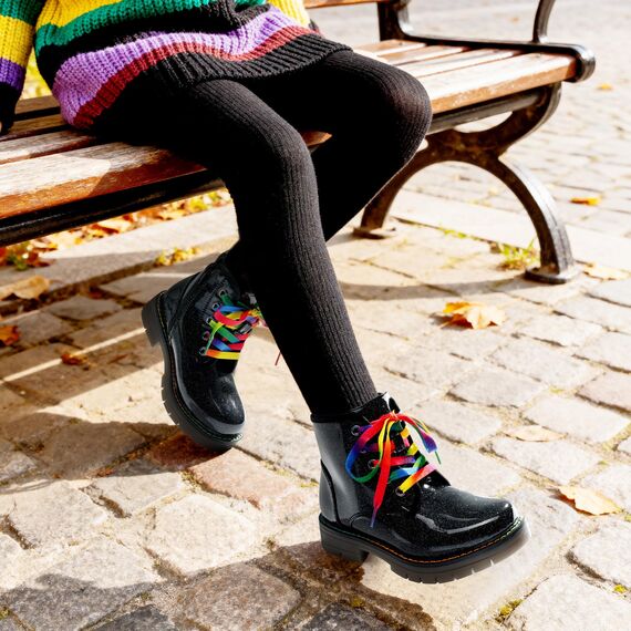 DREAM PAIRS Jungen Mädchen Stiefel Klassische Stiefel für Kinder Herbst Fashion Schnürstiefel Winterstiefel mittelere Stiefel,Size 32,Schwarz/Pu,SDBO2220K