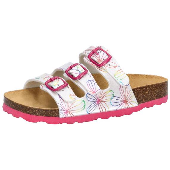 Lico Mädchen Bioline Flower Kids Pantoletten, Weiss Bunt, 35 EU