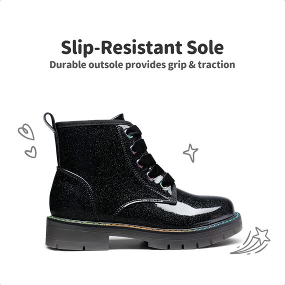 DREAM PAIRS Jungen Mädchen Stiefel Klassische Stiefel für Kinder Herbst Fashion Schnürstiefel Winterstiefel mittelere Stiefel,Size 33.5,Schwarz/Pu,SDBO2220K