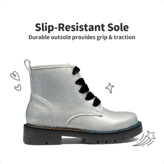 DREAM PAIRS Jungen Mädchen Stiefel Klassische Stiefel für Kinder Herbst Fashion Schnürstiefel Winterstiefel mittelere Stiefel,Size 32,Silber/Pu,SDBO2220K